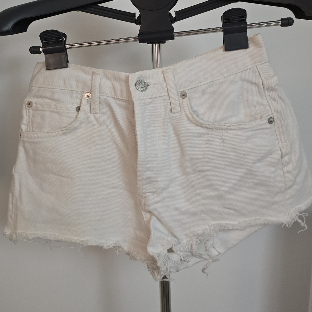 Agolde white denim shorts size 26